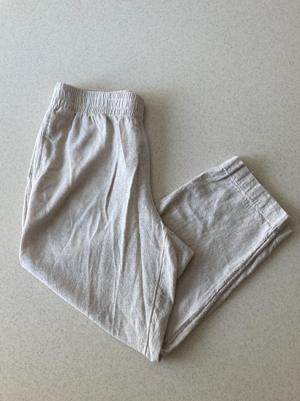 Old Navy High Waisted Linen Blend Straight Cropped Pants - Tan Women Sz L